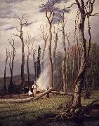unknow artist Spring Burning Trees in a Girdled Clearing Western Scene oil painting picture wholesale